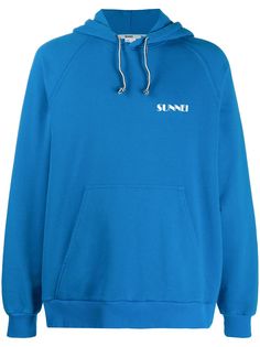 Sunnei blue logo hoodie