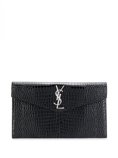 Saint Laurent клатч Uptown с тиснением под кожу крокодила