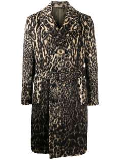Etro двубортное пальто с леопардовым принтом