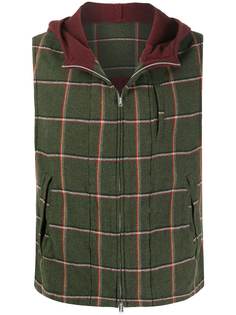 Undercover check hooded gilet