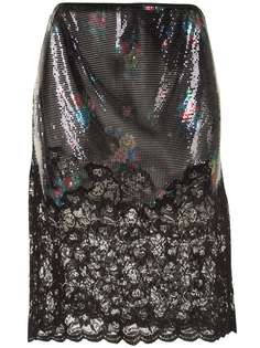 Paco Rabanne lace-trimmed chainmail skirt