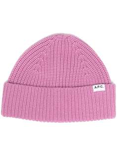 A.P.C. logo-patch ribbed beanie