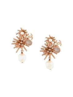 Chanel Pre-Owned серьги с жемчугом и логотипом CC