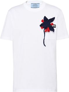 Prada футболка с цветочной отделкой