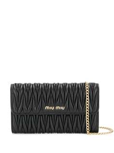 Miu Miu стеганый клатч с логотипом