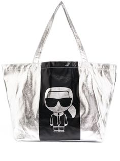 Karl Lagerfeld сумка-тоут с логотипом и эффектом металлик