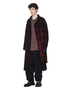 Клетчатое пальто с принтом Yohji Yamamoto