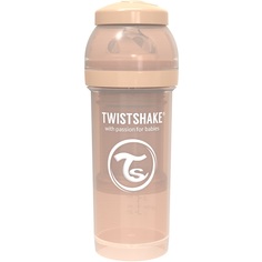 Бутылочка Twistshake Pastel для кормления антиколиковая, пластик, с 2 мес, 260 мл
