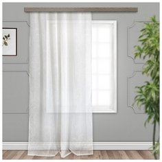 Тюль Witerra с резиновым рисунком Листья на ленте 500х260 см белый