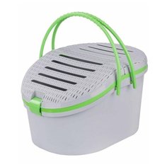 Корзина-переноска для кошек и собак ZOO PLAST Барсик М6928 45х37.5х41 см серый