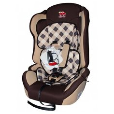 Автокресло группа 1/2/3 (9-36 кг) Little Car Comfort, клетка коричневый