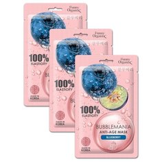 Funny Organix BubbleMania Кислородная тканевая антивозрастная маска Дикая черника, 25 г, 3 шт.