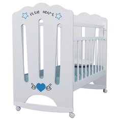 Кроватка Волжская деревообрабатывающая компания Little Heart (колесо) (качалка), на полозьях белый