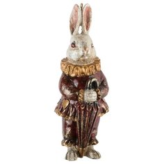 Статуэтка KARLSBACH Кролик с зонтом, 17.5 см красный/золотистый