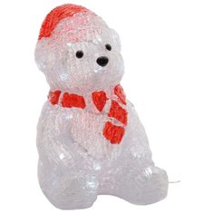 Фигурка Kaemingk Медведь в красном колпачке и шарфе светодиодный 27,5 см (492099) белый