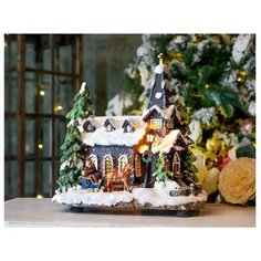 Фигурка Kaemingk Светящаяся композиция Нарядная церквушка 27 см (481332) белый/зеленый