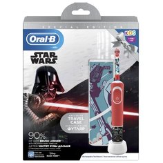 Электрическая зубная щетка Oral-B Vitality Kids Звездные войны D100.413.2KX + чехол, красный