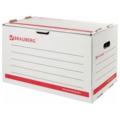 BRAUBERG Короб архивный А4, гофрокартон белый