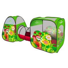 Палатка Наша игрушка Веселая улитка комплекс из 2 палаток с туннелем SG7015-B зеленый/красный/прозрачный