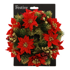 Кольцо для свечи Festive Красные цветы 25 см