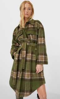 Stradivarius Удлиненное Пальто С Поясом Женская Коллекция Хаки L