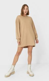 Stradivarius Платье Из Мягкой Ткани Женская Коллекция Цвет Камня M