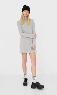 Stradivarius Короткое Платье Из Мягкой Ткани Женская Коллекция Пестро-Серый S