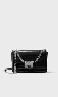 Stradivarius Сумка С Плечевым Ремнем И Эффектом Крокодиловой Кожи Женская Коллекция Черный 103