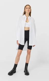 Stradivarius Рубашка Оверсайз С Топом Бралет Женская Коллекция Белый S
