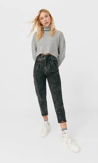 Stradivarius Укороченный Свитер С Высоким Горлом Женская Коллекция Пестро-Серый Xs