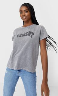 Stradivarius Футболка С Эффектом Потертости Женская Коллекция Пестро-Серый Xs