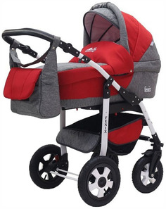Коляска 3 в 1 BartPlast Fenix Pcof Серая, Красная 11