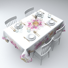 Скатерть Сирень Tjoplaya Akvarel Цвет: Белый (120х145 см)