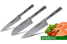 Набор из 3 кухонных стальных ножей Samura BAMBOO (упакованы отдельно)