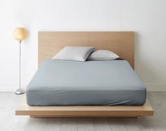 Простыня на резинке поплин гл/кр "Ночь Нежна" Серый, Размер: 200 х 200