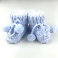 Пинетки Bebikan вязанные на завязках голубые 0-3 мес.