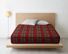 Простыня на резинке из поплина "Ночь Нежна" Клайд (красная), Размер: 200 х 200