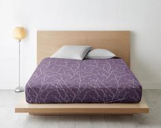 Простыня на резинке из поплина "Ночь Нежна" Верба (лиловая), Размер: 140 х 200