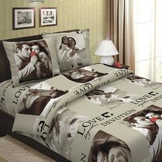 Постельное бельё "Традиция",бязь; Сладкая парочка (беж.); Размер: 2.0 евро простыня