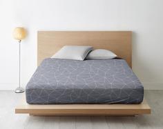 Простыня на резинке из поплина "Ночь Нежна" Грань (серая), Размер: 160 х 200