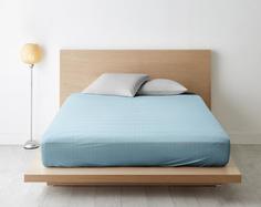 Простыня на резинке из поплина "Ночь Нежна" Нежный шелест (голубая), Размер: 120 х 200