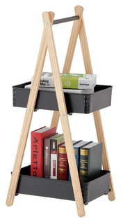Этажерка-стеллаж My Space, 2 полки (черный/бамбук)