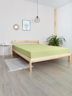 Простыня на резинке трикотаж "Всё себе", Оливковый, 140 х 200