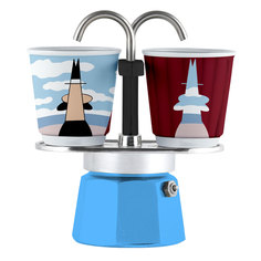 Гейзерная кофеварка Bialetti Мини Экспресс MAGRITE на 2 порции + 2 чашки