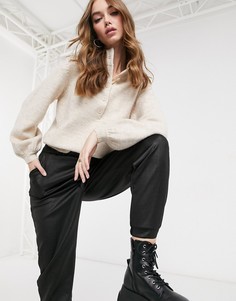 Бежевый джемпер с планкой на пуговицах ASOS DESIGN