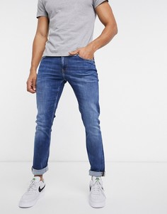 Голубые джинсы узкого кроя с эффектом потертости Calvin Klein Jeans-Голубой