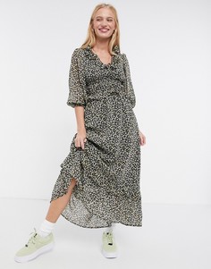 Платье макси на пуговицах с мелким цветочным принтом ASOS DESIGN-Многоцветный