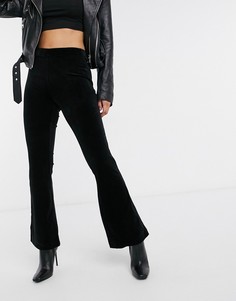 Черные бархатные расклешенные брюки Vero Moda-Черный