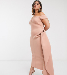 Платье макси с открытыми плечами ASOS DESIGN Curve-Розовый