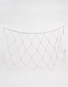 Серебристый ремень-юбка из цепочек с камнями ASOS DESIGN-Серебряный